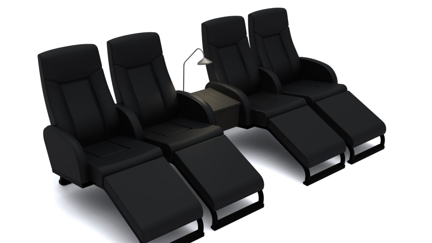 Skeie Chaiselounge - render black with table