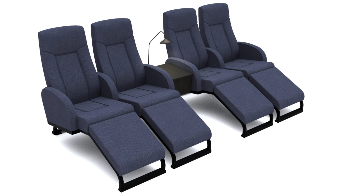 Skeie Chaiselounge - render blue with table