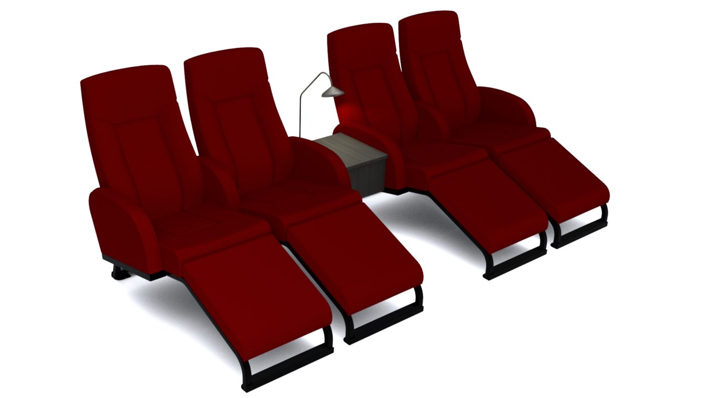 Skeie Chaiselounge - render red with table